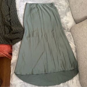 Abercrombie & Fitch Green Satin Midi Skirt